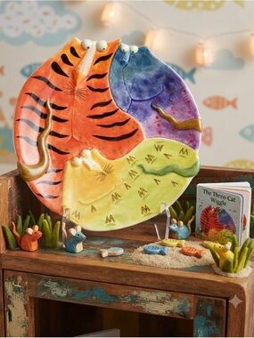 Studio Designworks "Joy Cats" hand-painted ceramic plate
